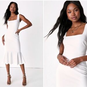 LULU's Wedding Engagement Bridal Shower Chic Sexy Honeymoon Midi Dress Medium